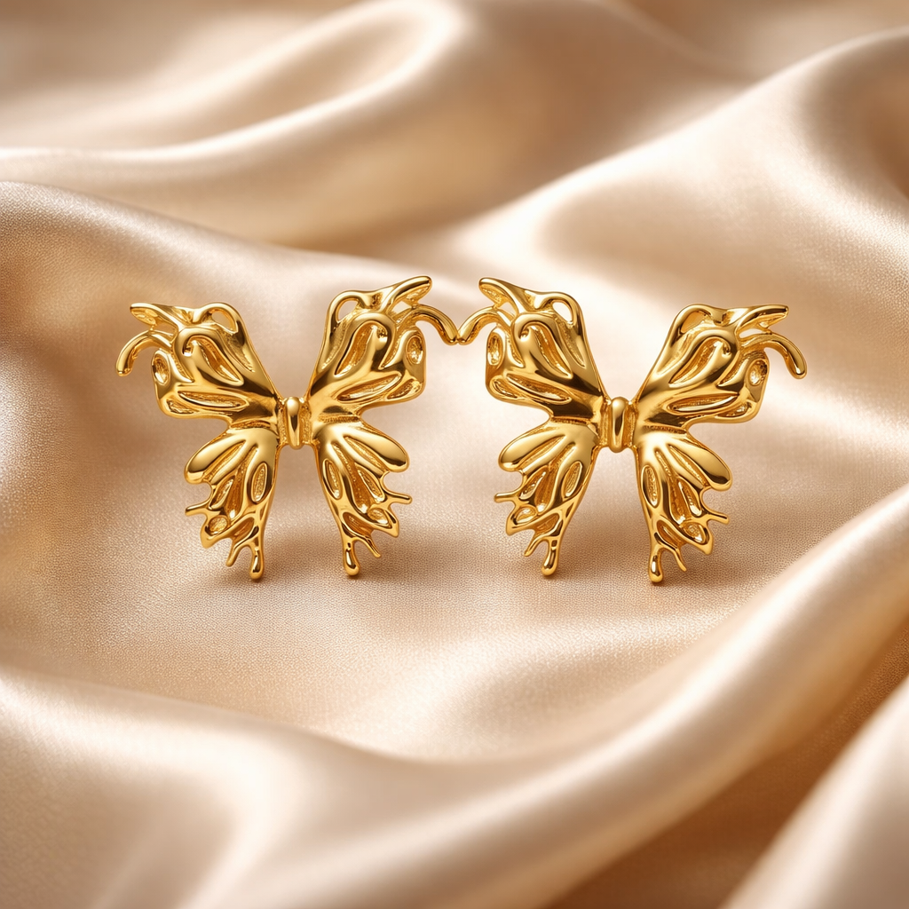 Golden Flutter Butterfly Earrings