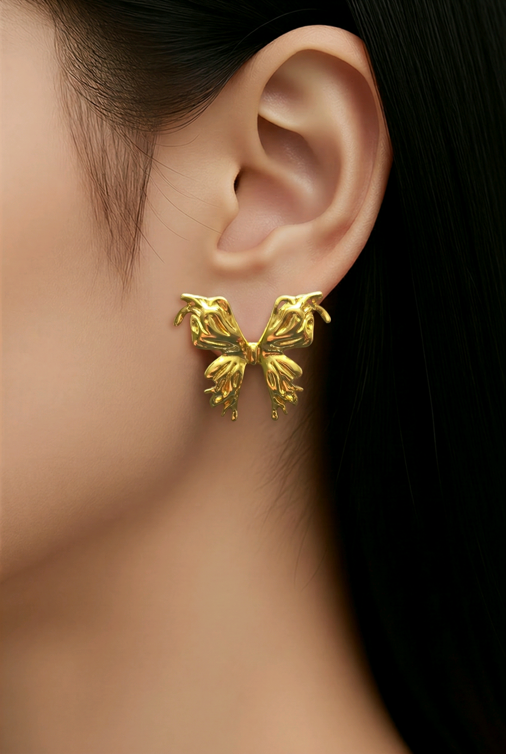 Golden Flutter Butterfly Earrings