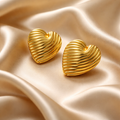 Golden Wave Heart Earrings