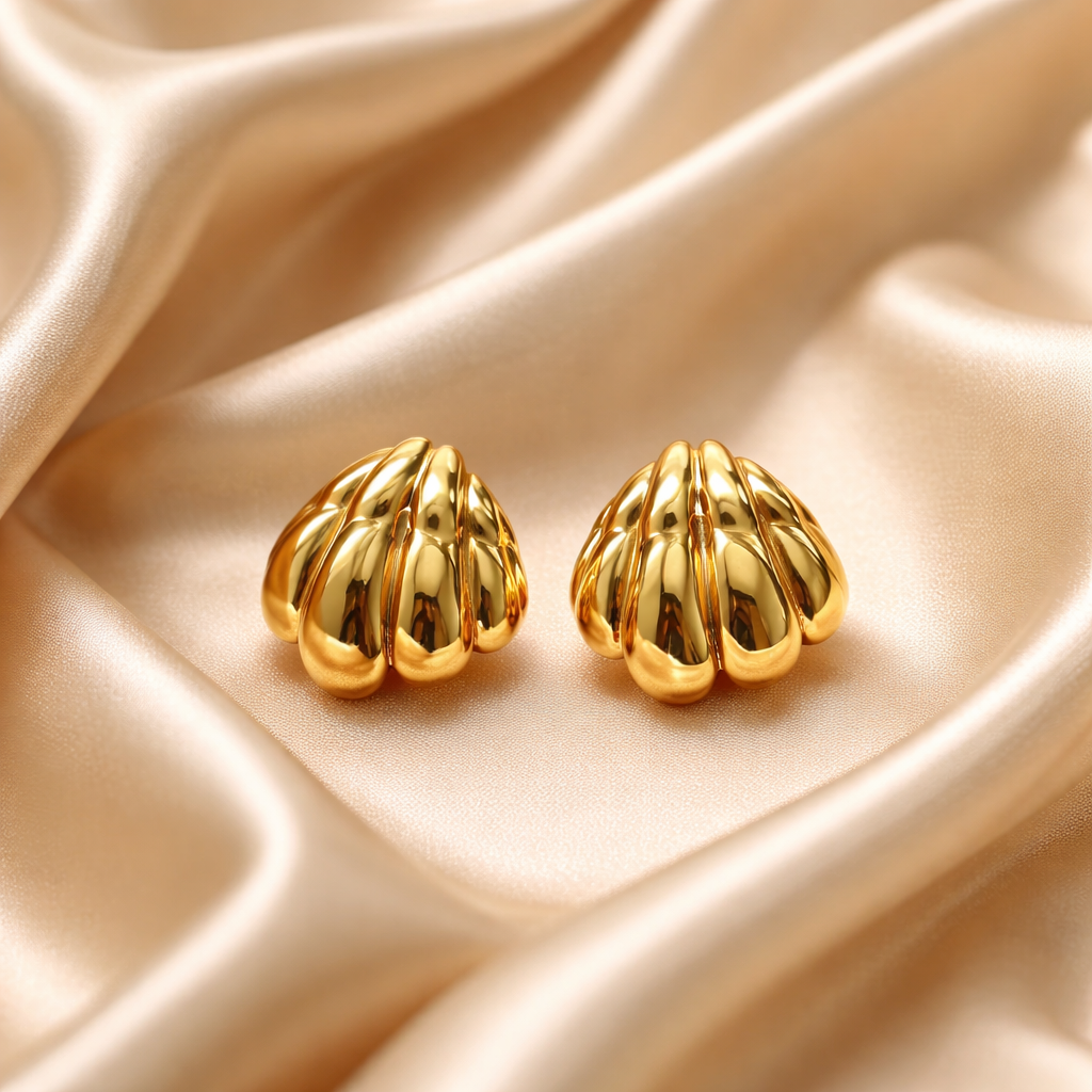 Golden Shell Stud Earrings