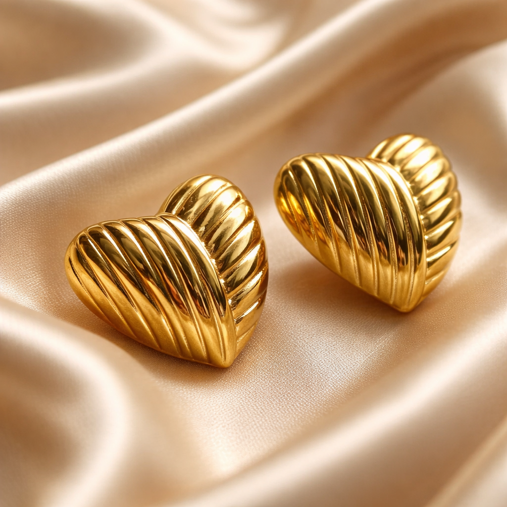Golden Muse Heart Earrings