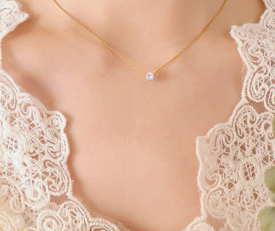 Luna Spark Solitaire Necklace